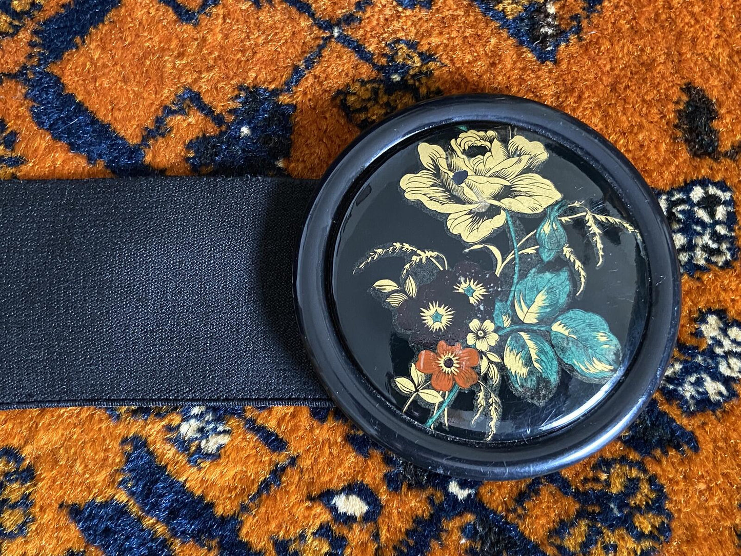 Vintage 1980s Stretch Floral Buckle Belt