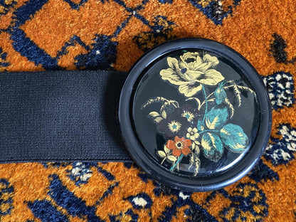 Vintage 1980s Stretch Floral Buckle Belt