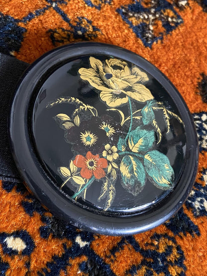 Vintage 1980s Stretch Floral Buckle Belt