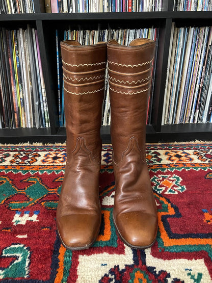 Vintage Tan Lucchese Western Boots UK 6