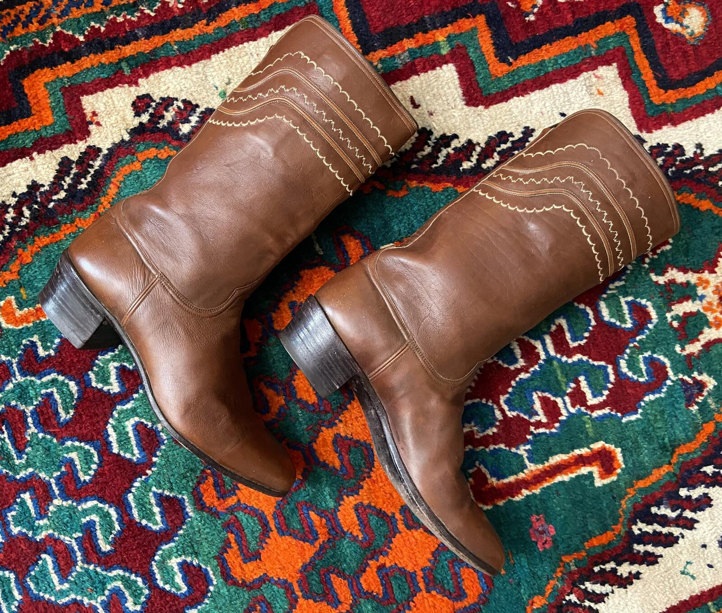 Vintage Tan Lucchese Western Boots UK 6