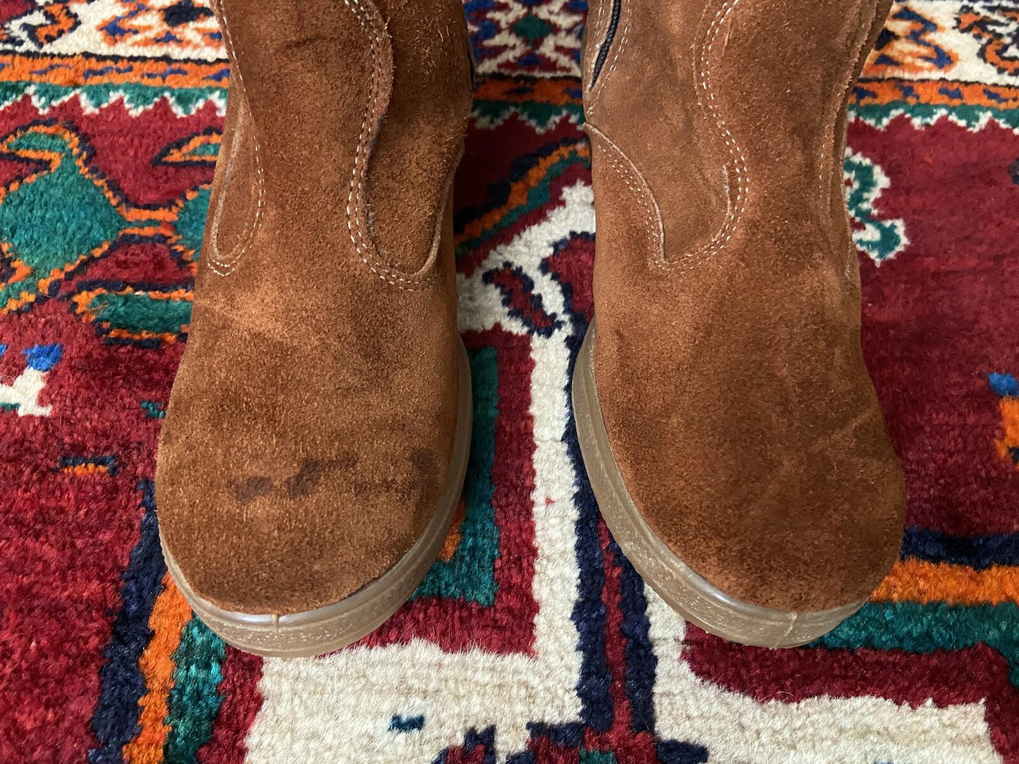 Vintage 1970s Tan Suede Sherpa Boots UK 7