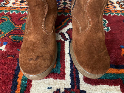 Vintage 1970s Tan Suede Sherpa Boots UK 7