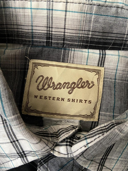 Vintage 90s Grey Checked Wrangler Western Shirt