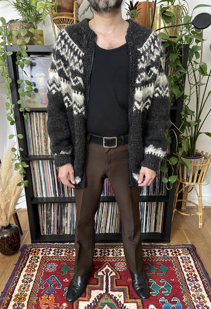 Vintage 1970s Grey Nordic Chunky Cardigan