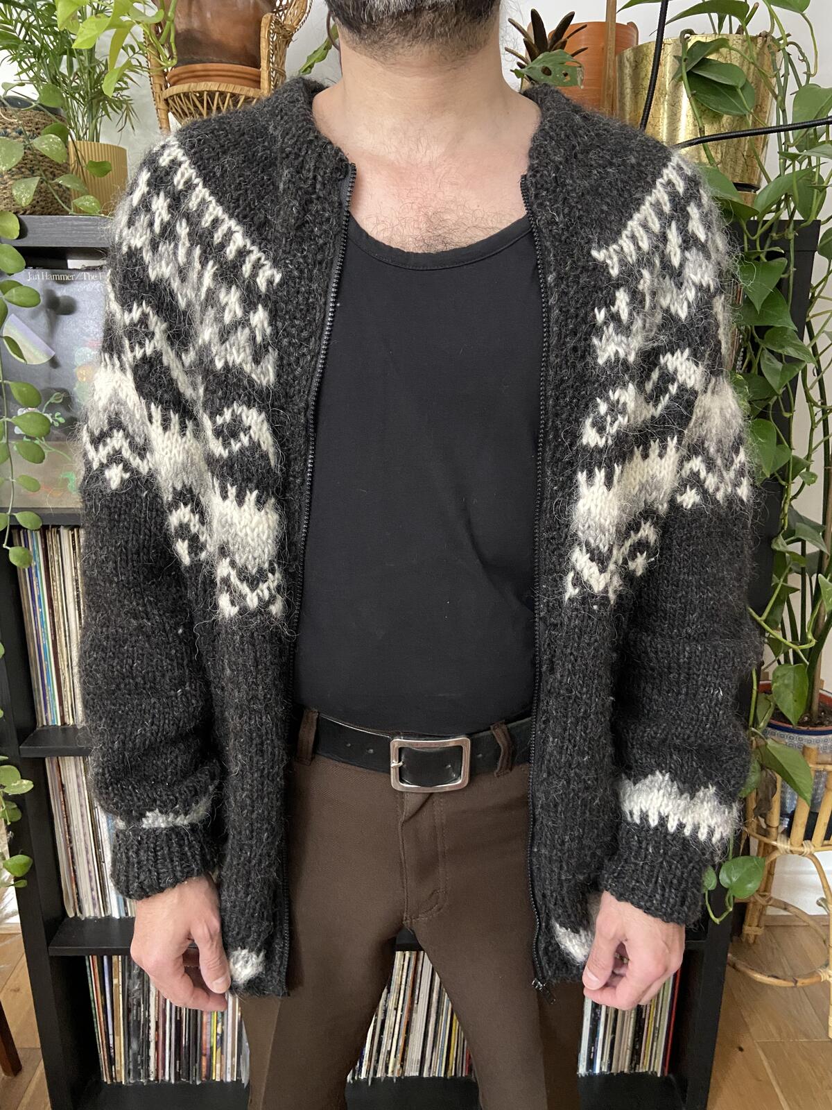 Vintage 1970s Grey Nordic Chunky Cardigan
