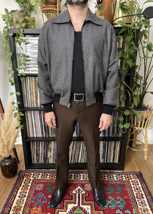 Vintage 1970s Grey Houndstooth Reversible Jacket