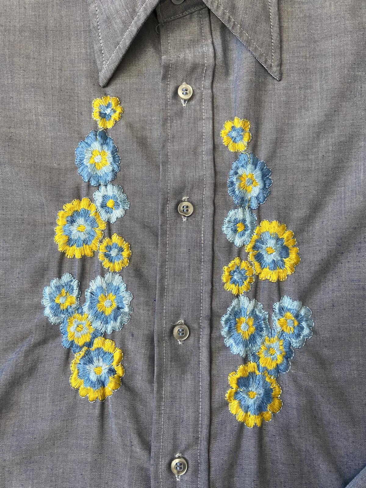 Vintage 1970s Embroidered Hand Painted Shirt