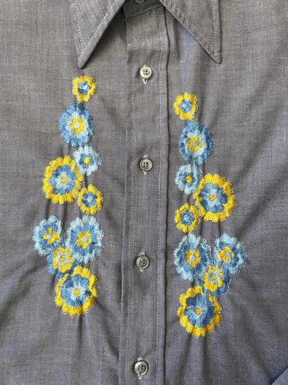 Vintage 1970s Embroidered Hand Painted Shirt