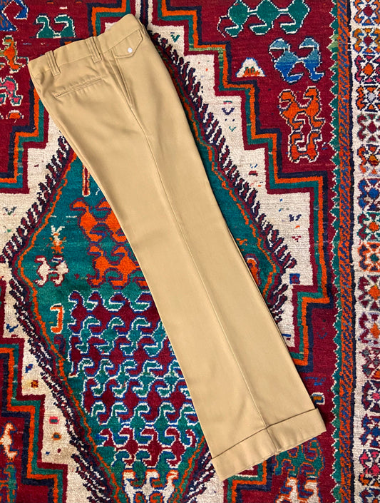 Vintage 1970s Beige Flared Trousers W29 / L31.5