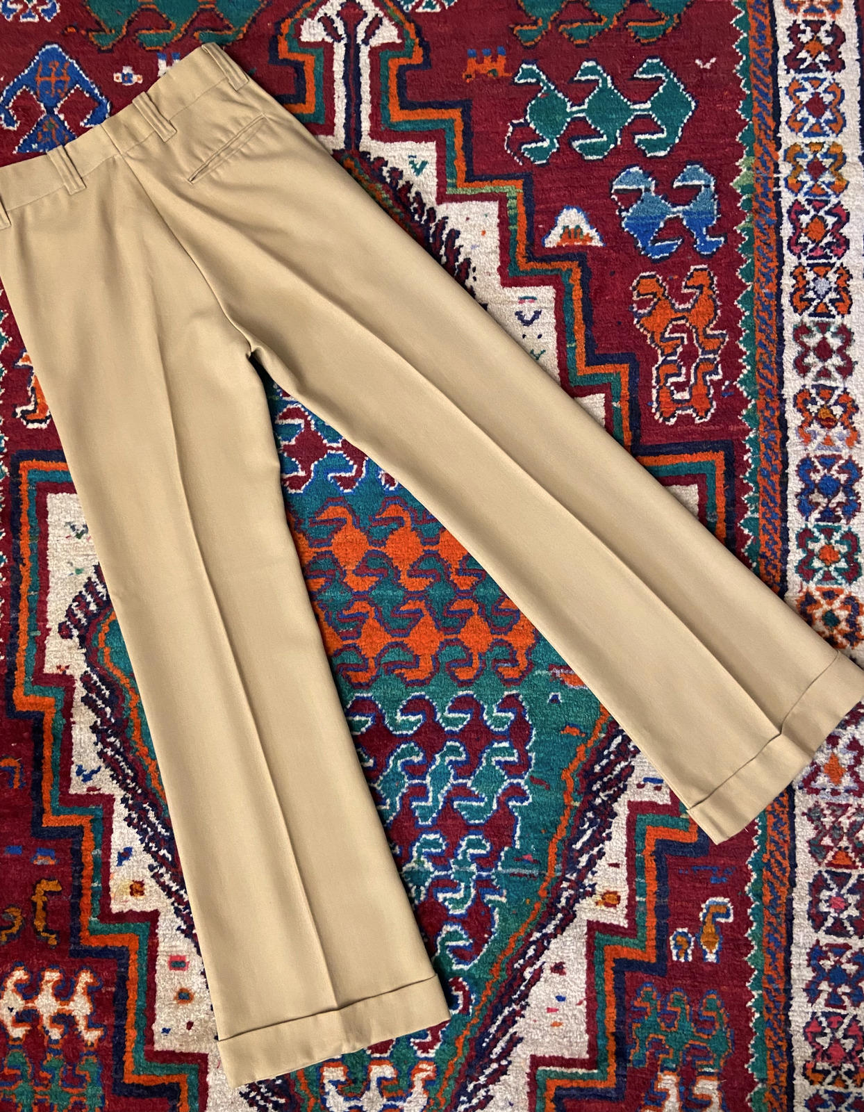 Vintage 1970s Beige Flared Trousers W29 / L31.5