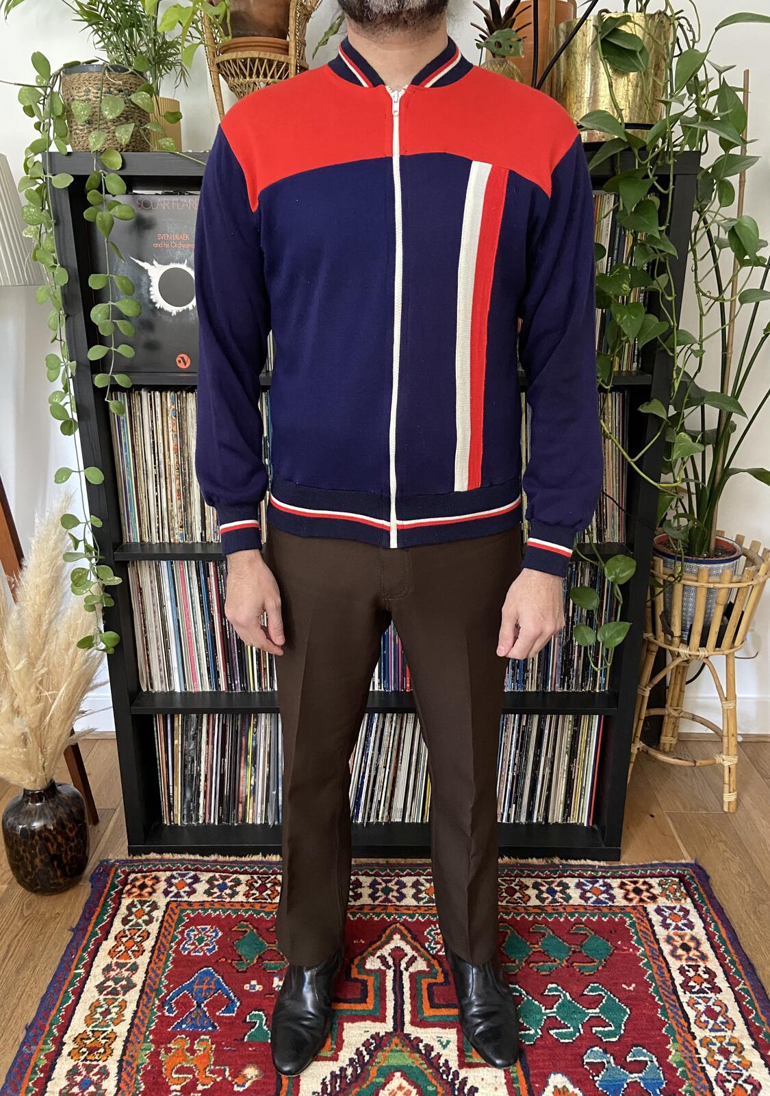 Vintage 1970s Red & Navy Crewneck Tracktop