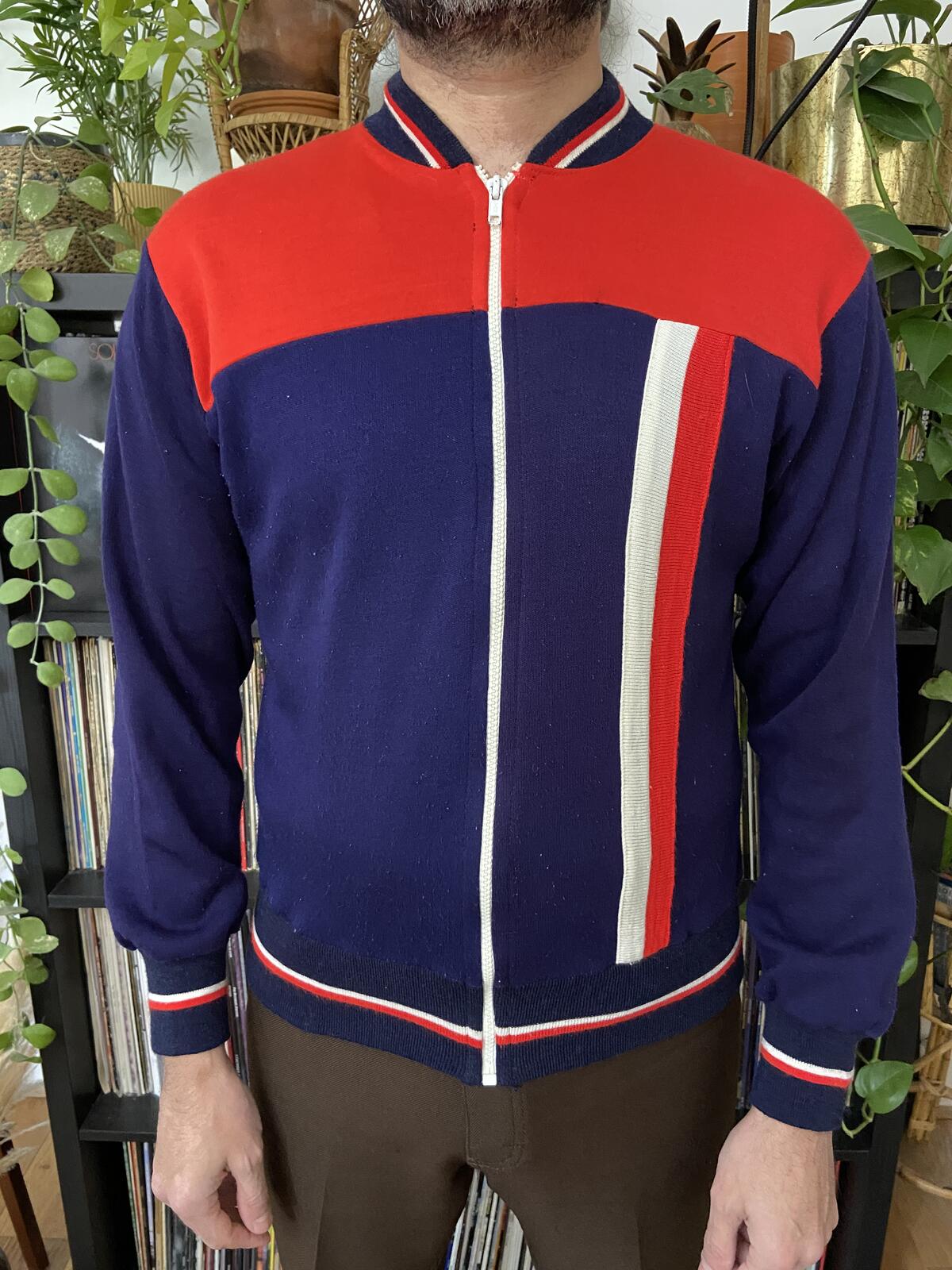 Vintage 1970s Red & Navy Crewneck Tracktop