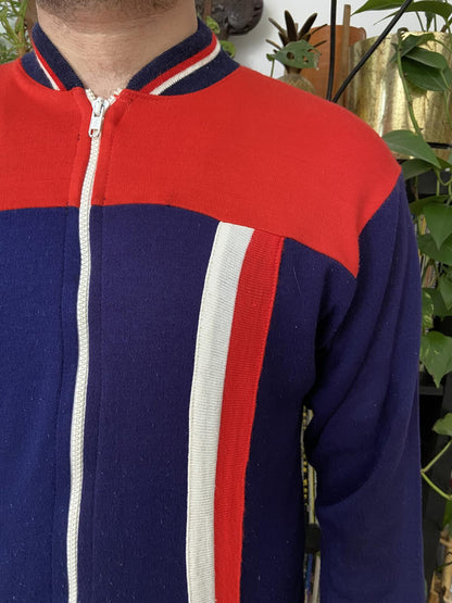 Vintage 1970s Red & Navy Crewneck Tracktop