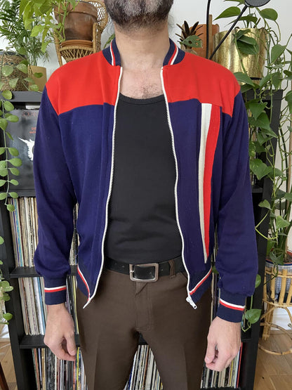 Vintage 1970s Red & Navy Crewneck Tracktop