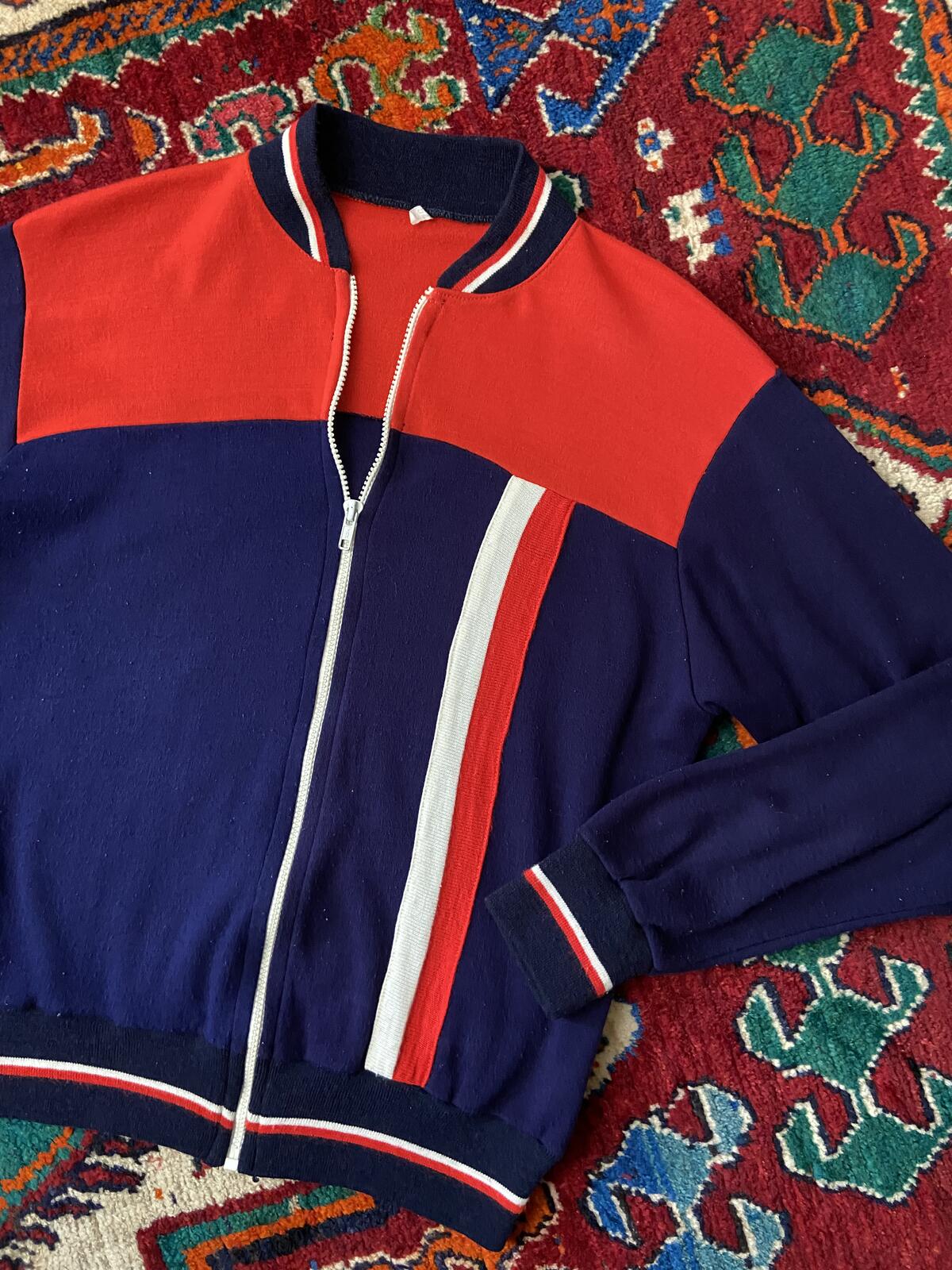 Vintage 1970s Red & Navy Crewneck Tracktop