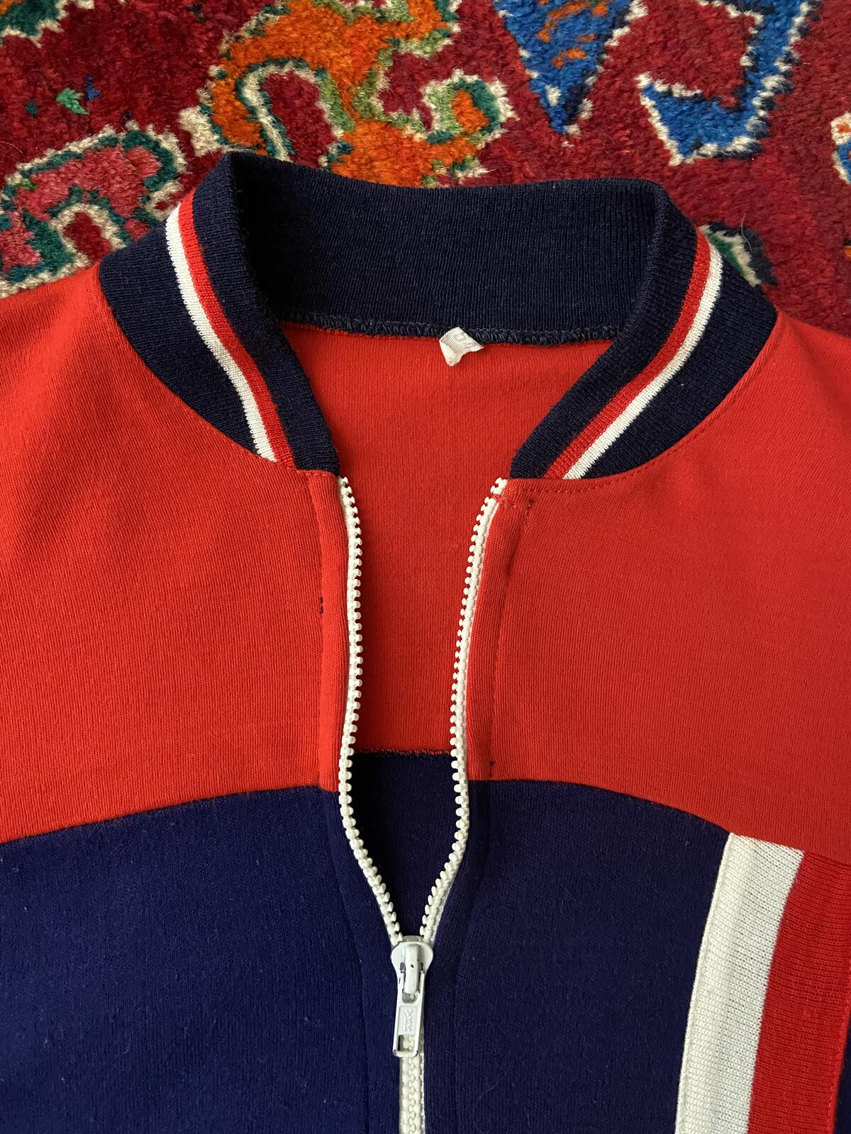 Vintage 1970s Red & Navy Crewneck Tracktop