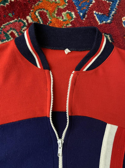 Vintage 1970s Red & Navy Crewneck Tracktop