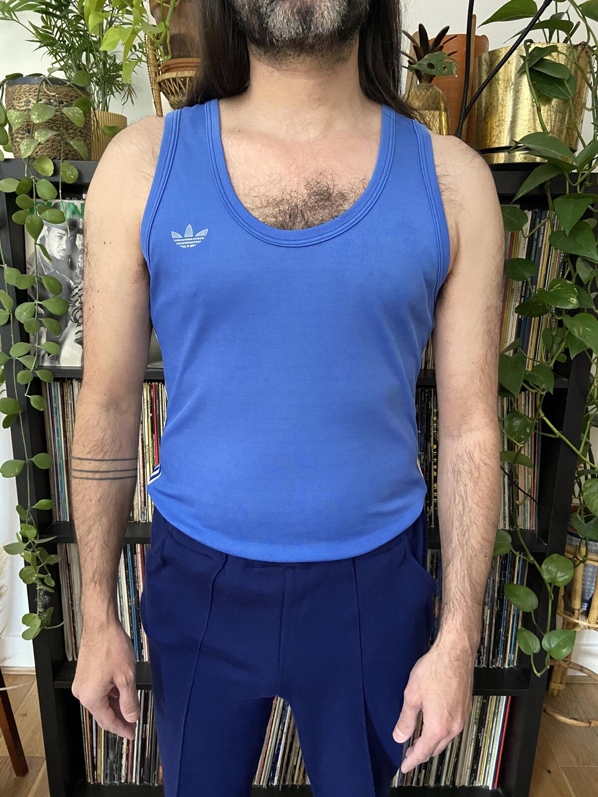 Vintage 1970s Blue Adidas Vest
