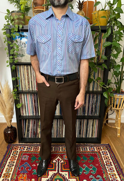 Vintage Blue Short Sleeve Western Shirt
