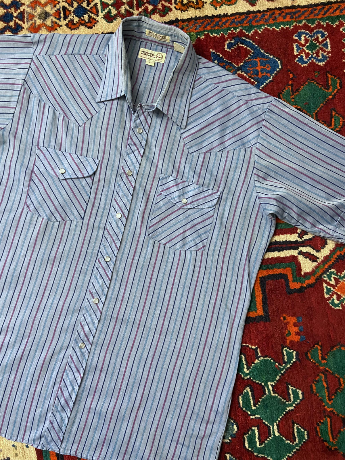 Vintage Blue Short Sleeve Western Shirt
