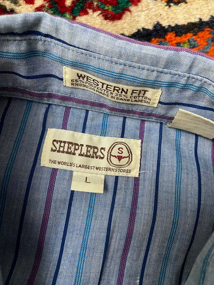 Vintage Blue Short Sleeve Western Shirt