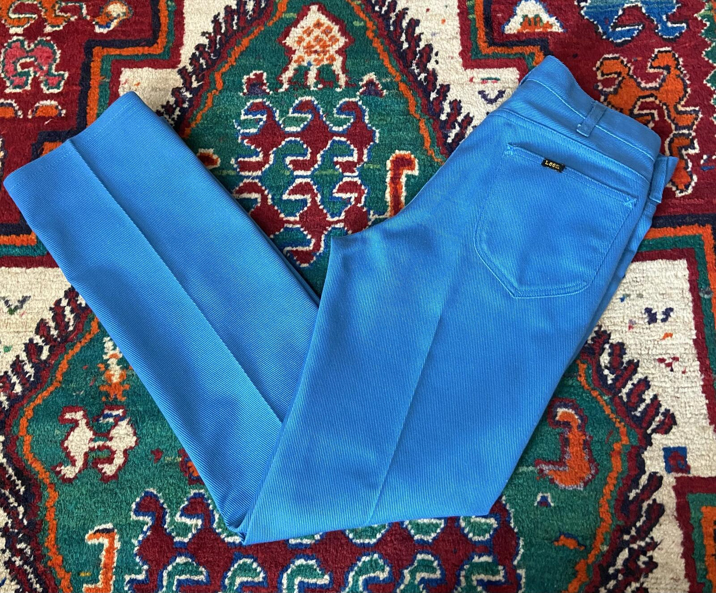 Vintage 1970s Lee Leens Blue Dress Trousers W31 / L30.5