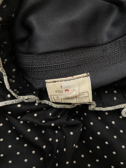 Vintage 1970s Black White Polka Dot Prairie Dress