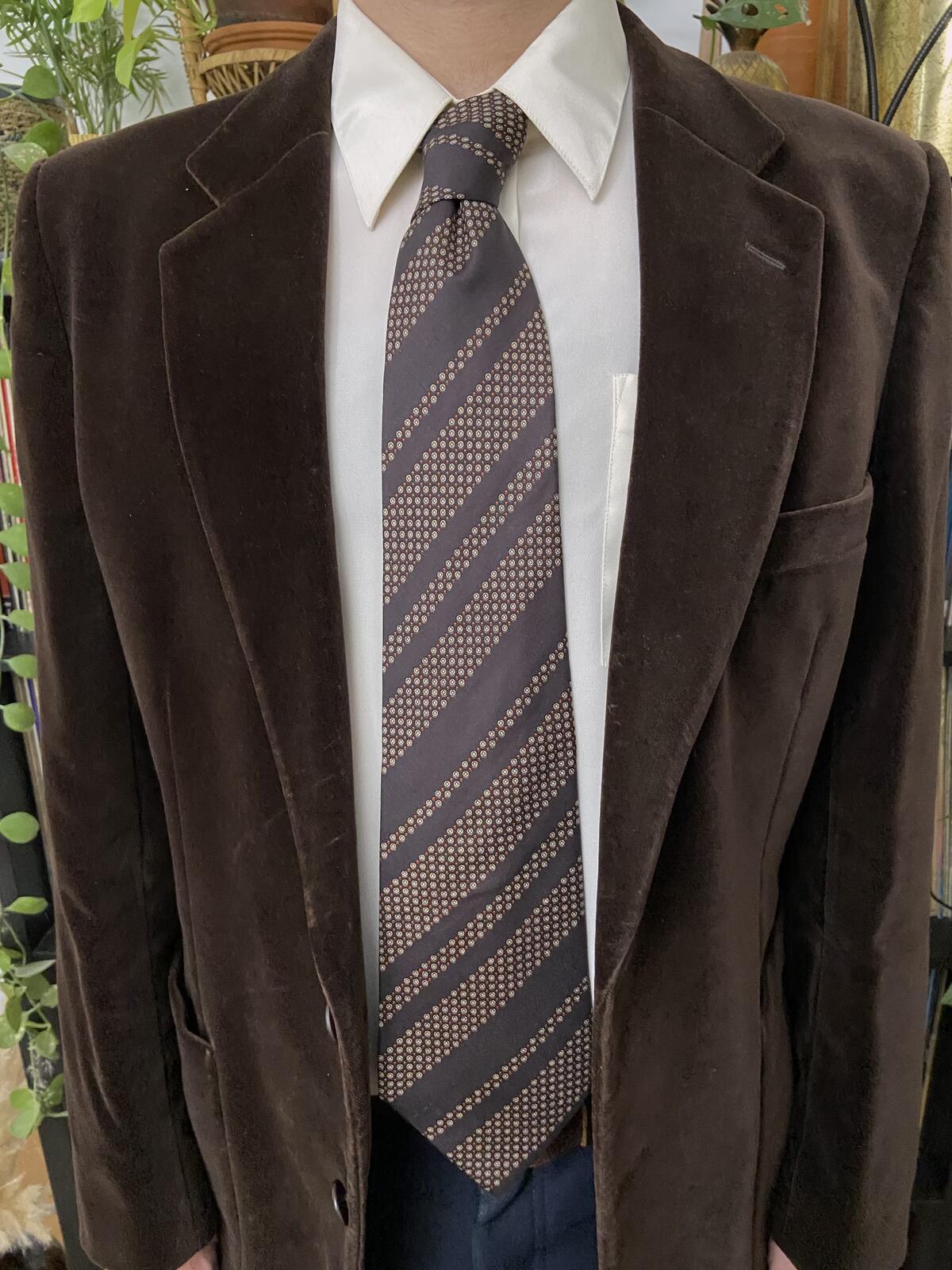 Vintage 1970s Pierre Cardin Brown Silk Kipper Tie