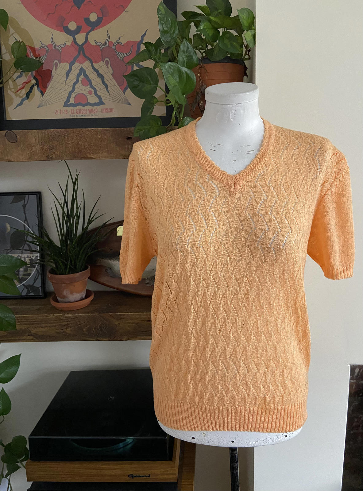 Vintage 1980s Orange Knit Top