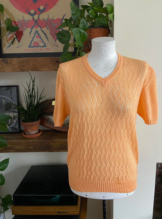 Vintage 1980s Orange Knit Top