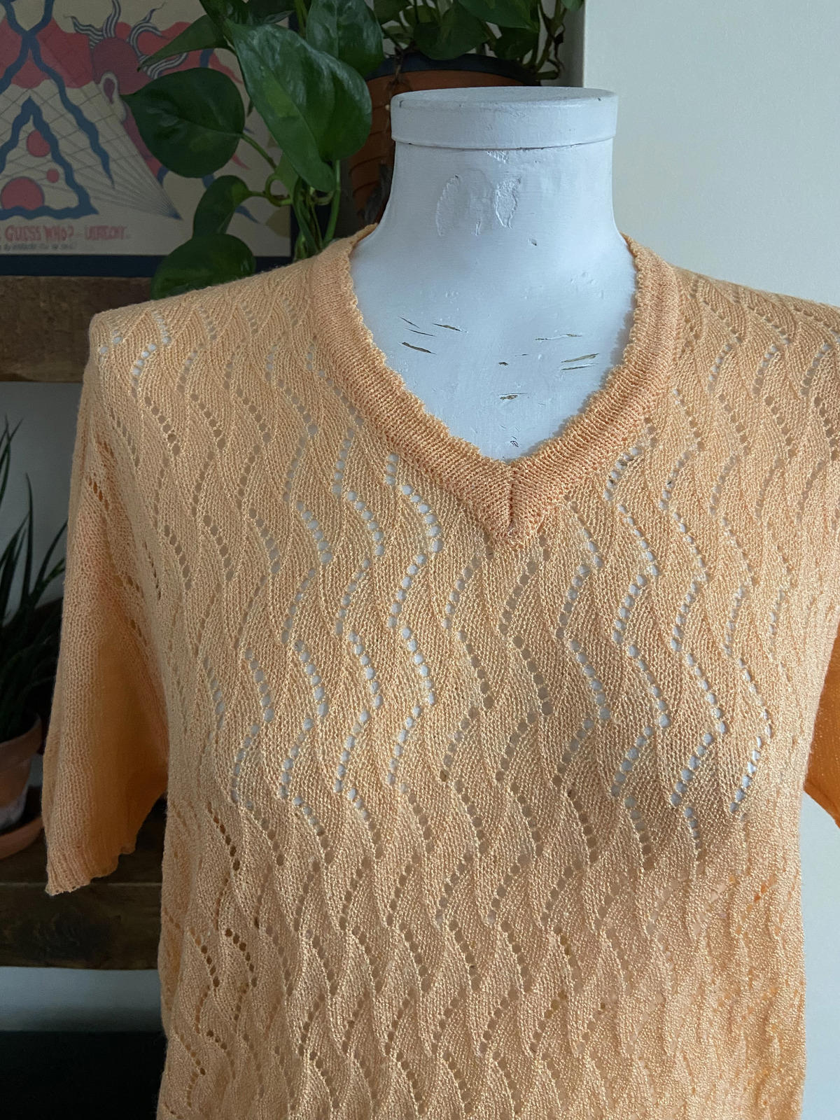 Vintage 1980s Orange Knit Top