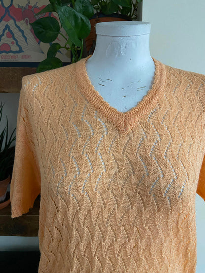Vintage 1980s Orange Knit Top