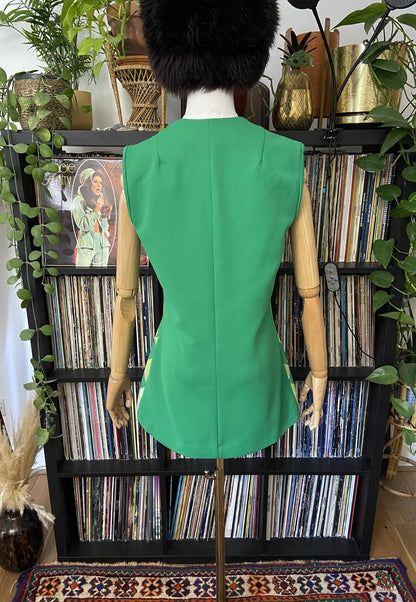 Vintage 1970s Green Argyle Micro Mini Dress