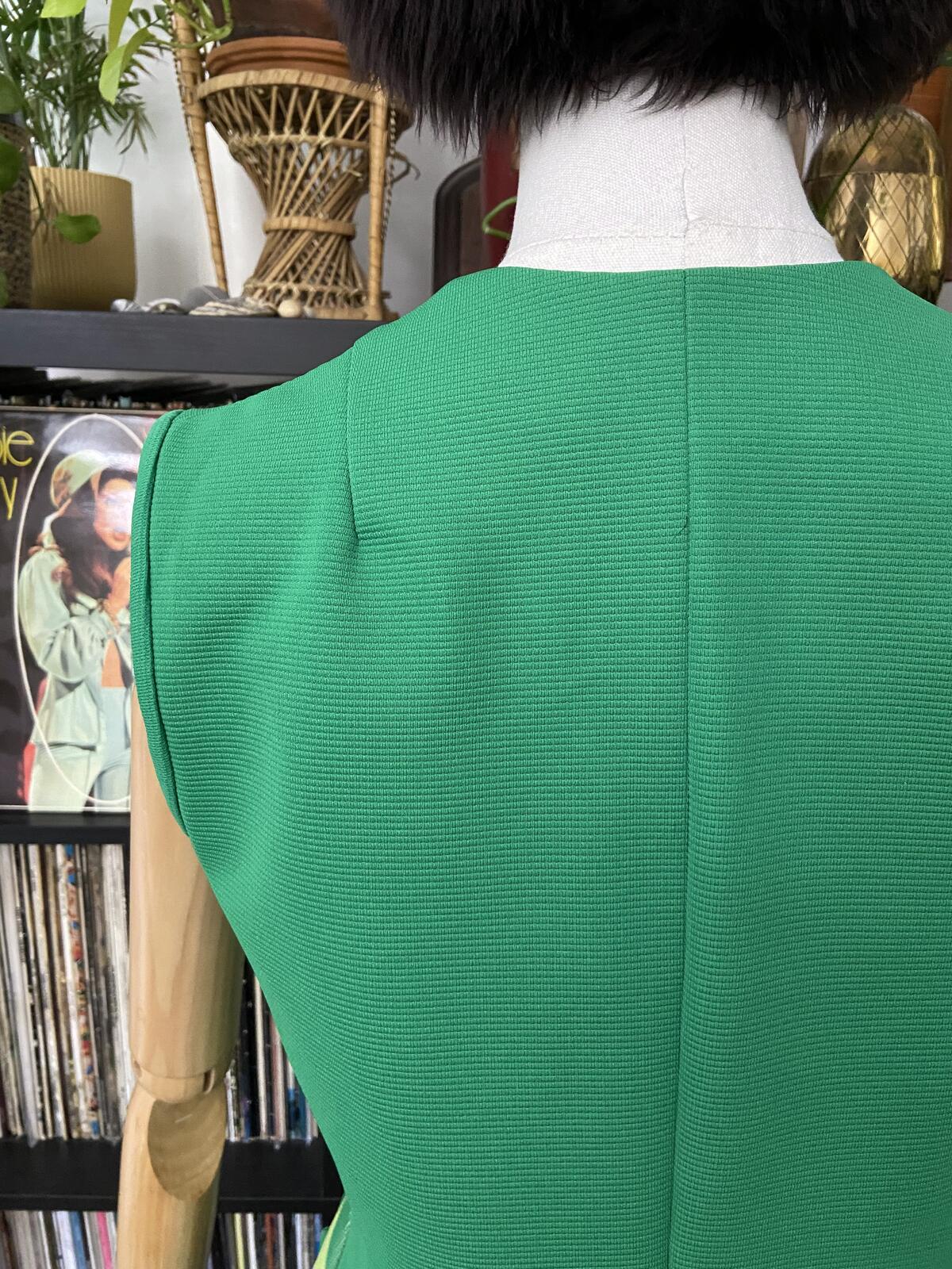 Vintage 1970s Green Argyle Micro Mini Dress