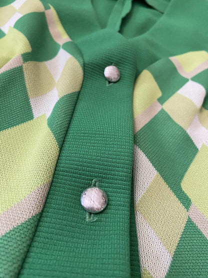 Vintage 1970s Green Argyle Micro Mini Dress