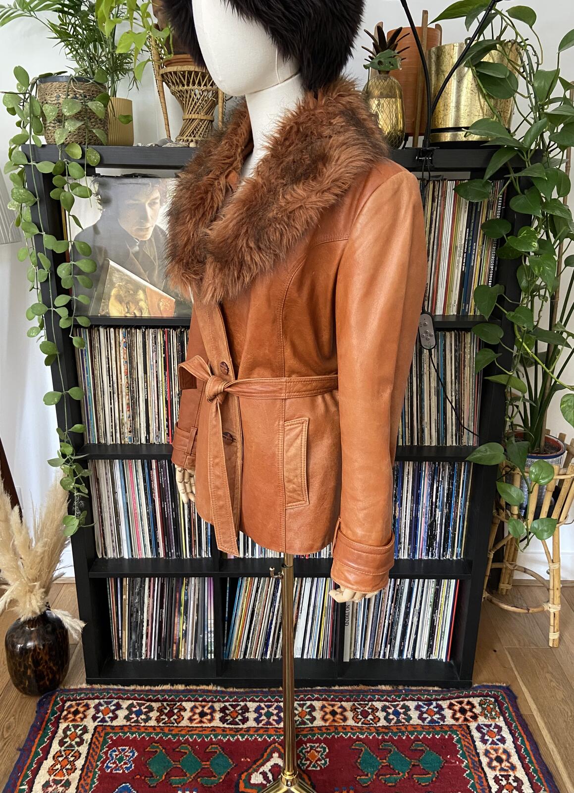 Vintage 1970s Tan Leather Penny Lane Jacket