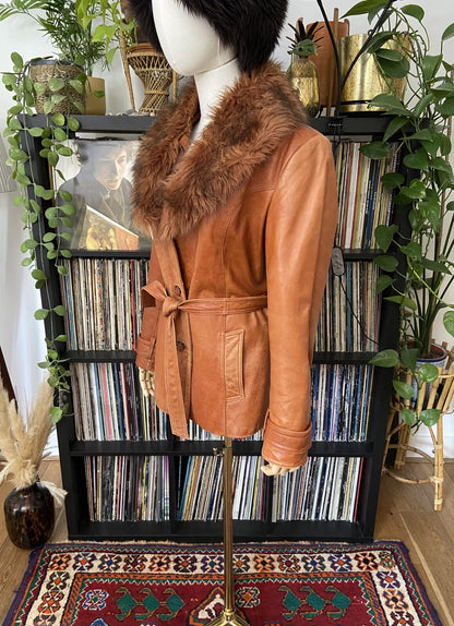 Vintage 1970s Tan Leather Penny Lane Jacket