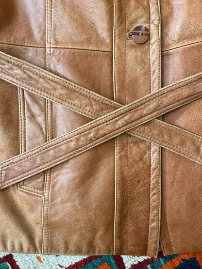 Vintage 1970s Tan Leather Penny Lane Jacket