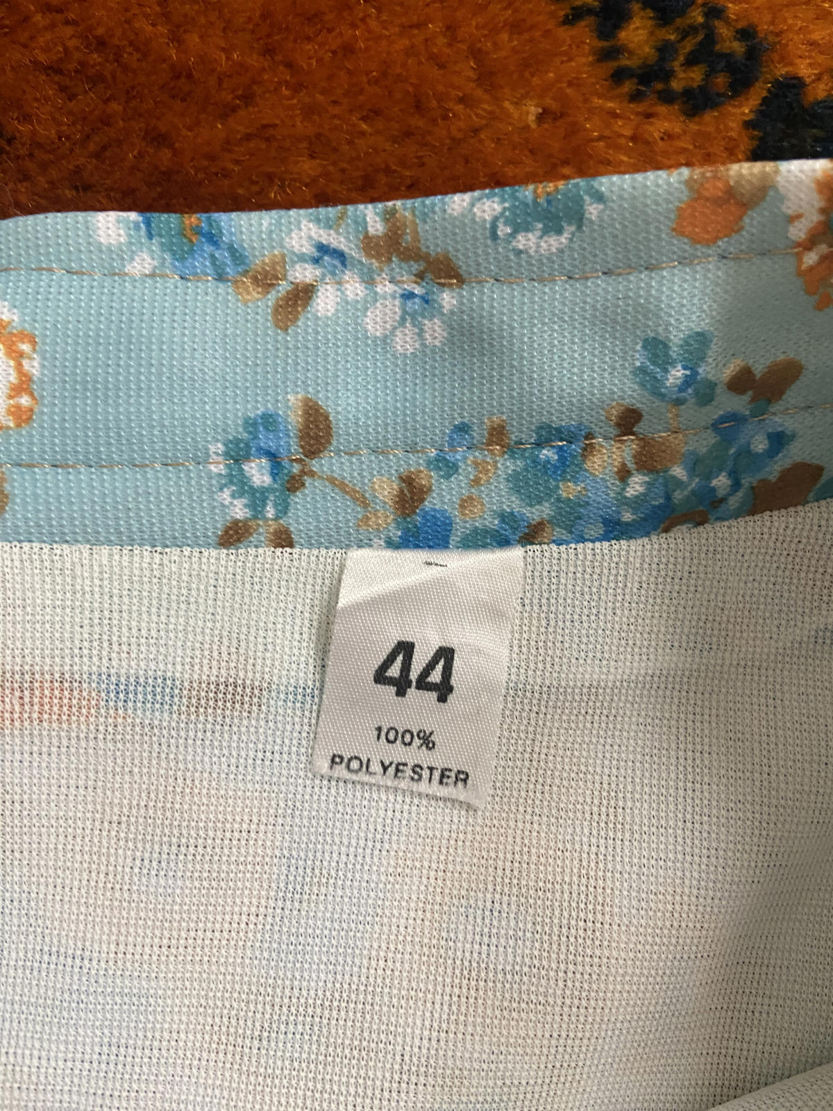 Vintage 1970s Pale Blue Floral A-Line Skirt