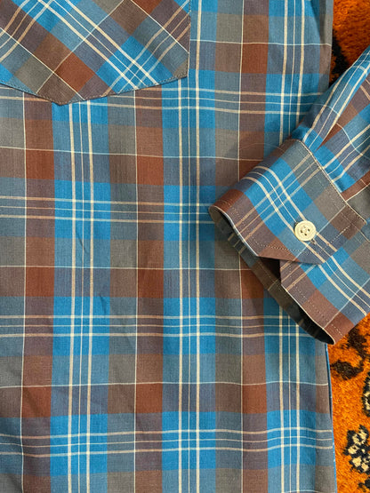 Vintage 1970s Blue & Brown Checked Shirt