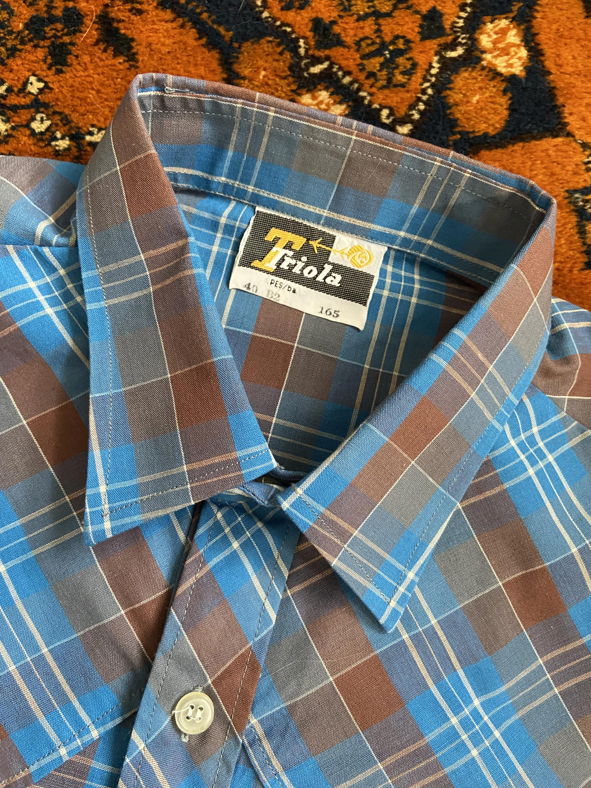 Vintage 1970s Blue & Brown Checked Shirt