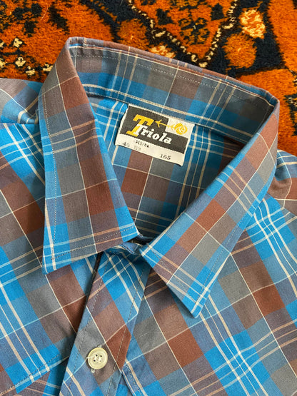 Vintage 1970s Blue & Brown Checked Shirt