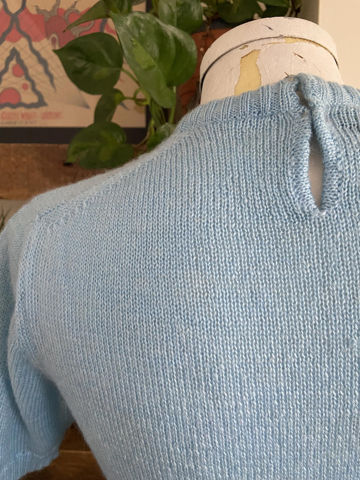 Vintage Pale Blue Short Sleeve Knit Top