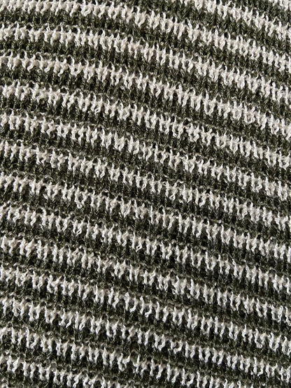 Vintage 1970s Green Cream Striped Knit Top