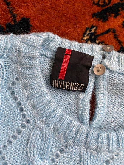 Vintage Pale Blue Short Sleeve Knit Top