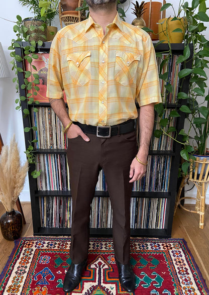 Vintage Short Sleeved Yellow Western Shirt
