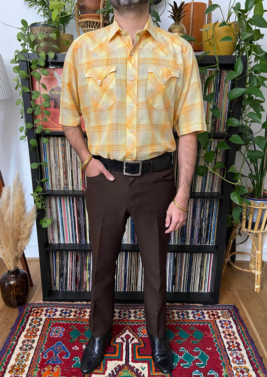 Vintage Short Sleeved Yellow Western Shirt