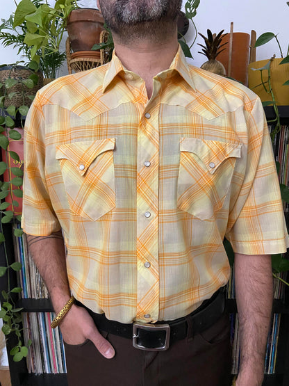 Vintage Short Sleeved Yellow Western Shirt