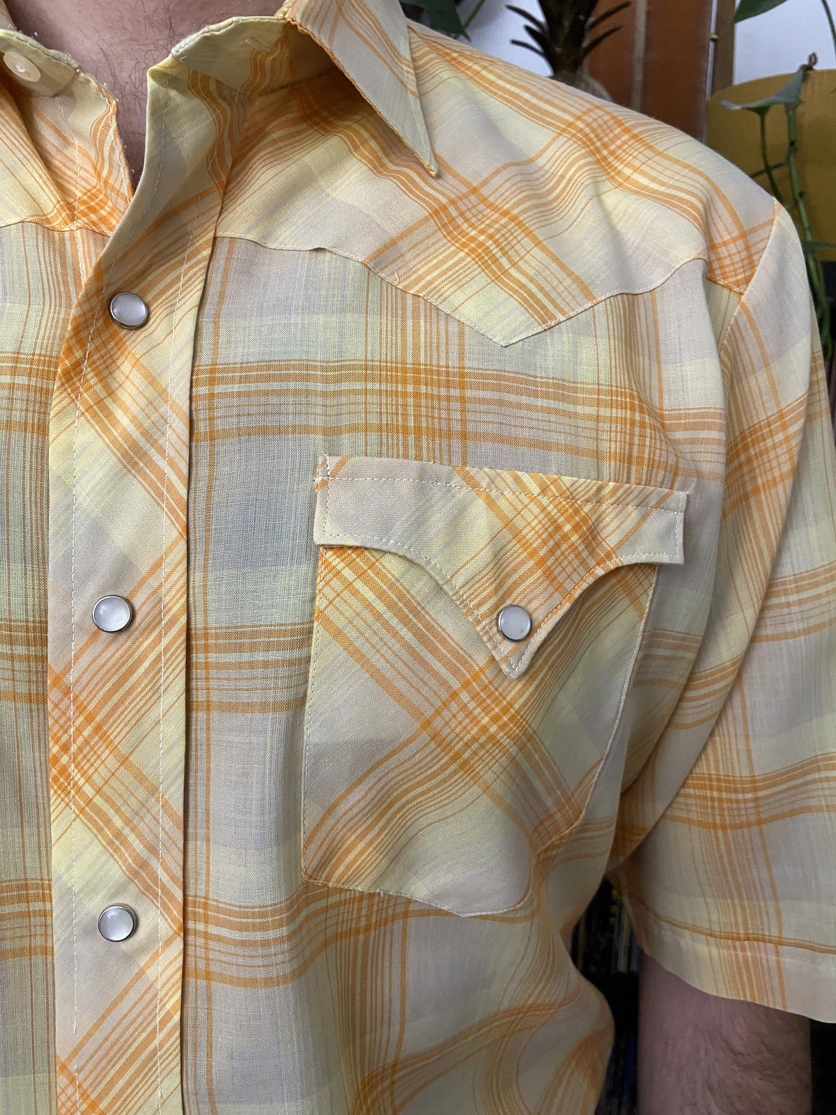 Vintage Short Sleeved Yellow Western Shirt